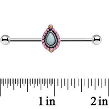 Load image into Gallery viewer, 14G Light Blue and Pink Pastel Teardrop Industrial Barbell 38mm