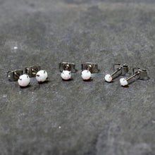 Load image into Gallery viewer, White Synthetic Opal Stainless Steel Post Stud Earring Pack Set of 3