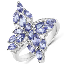 Load image into Gallery viewer, 1.73 Carat Genuine Tanzanite and White Zircon .925 Sterling Silver Ring