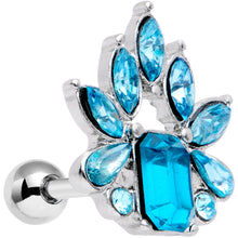 Load image into Gallery viewer, 16G 1/4 Aqua Gem Tiara Flower Cartilage Tragus Earring