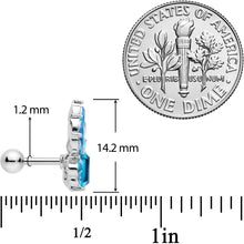 Load image into Gallery viewer, 16G 1/4 Aqua Gem Tiara Flower Cartilage Tragus Earring