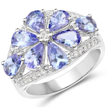 Load image into Gallery viewer, 3.24 Carat Genuine Tanzanite and White Topaz .925 Sterling Silver Ring