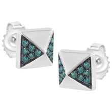 Load image into Gallery viewer, 14K White Gold 1/4 Cttw Treated Blue Diamond Pyramid Stud Earring (Blue Color, SI1-SI2 Clarity)