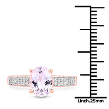 Load image into Gallery viewer, 14K Rose Gold Plated 2.91 Carat Genuine Kunzite and White Zircon .925 Sterling Silver Ring