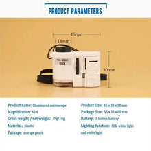 Load image into Gallery viewer, 60X Handheld Magnifying Glass Mini Pocket Microscope