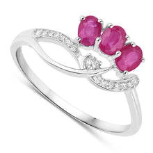 Load image into Gallery viewer, 0.71 Carat Genuine Ruby and White Diamond 14K White Gold Ring