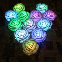 Load image into Gallery viewer, 6/12pcs LED Candle Light Simulation Rose Romantic Holiday Party Wedding Confession with Reusable Night Decoration Colorful Light Flameless LED Tea Lights Candle Romantic Love Rose Shape LED Candle