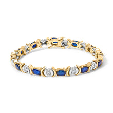 Load image into Gallery viewer, 14K Yellow Gold 1.00 Cttw Alternating Diamond and 6 1/2 Cttw Oval Blue Sapphire Link Bracelet (H-I Color, SI1-SI2 Clarity) - 7" Inches