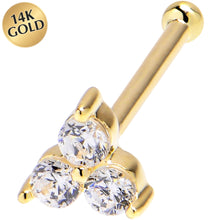 Load image into Gallery viewer, Solid 14K Yellow Gold Crystalline Gem Flower Nose Bone