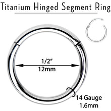 Load image into Gallery viewer, 14G 1/2 Solid G23 Implant Grade Titanium Hinged Segment Ring