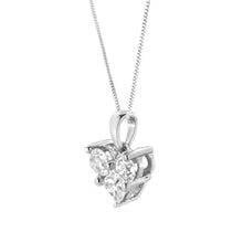 Load image into Gallery viewer, 10K White Gold 1.0 Cttw Round-Cut and Princess-Cut Diamond Heart Shaped 18" Pendant Necklace (H-I Color, SI2-I1 Clarity)