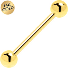 Load image into Gallery viewer, Solid 14k Yellow Gold Barbell Tongue Ring 14G 5/8 5mm