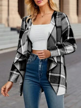 Load image into Gallery viewer, Elegant Plaid Open Front Long Sleeve Jacket Stylish & Cozy Lightweight Breathable Outerwear