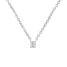 Load image into Gallery viewer, 14K White Gold 1/5 Cttw Emerald Shape Solitaire Diamond 18" Pendant Necklace (G-H Color, VS2-SI1 Clarity)