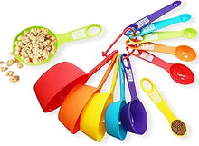 Load image into Gallery viewer, 12 Piece Measuring Cups and Spoons Set, Colored Kitchen Measure Tools, Durable Nesting Cups and Spoons for Dry and Liquid, Dishwasher Safe