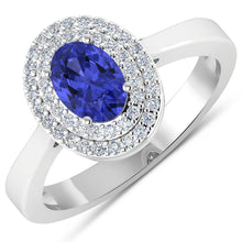 Load image into Gallery viewer, 0.91 Carat Genuine Tanzanite and White Diamond 14K White Gold Ring
