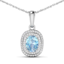 Load image into Gallery viewer, 1.35 Carat Genuine Aquamarine and White Diamond 14K White Gold Pendant