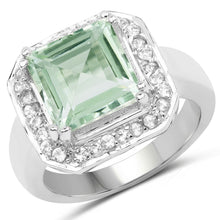 Load image into Gallery viewer, 5.21 Carat Genuine Green Amethyst and White Topaz .925 Sterling Silver Ring
