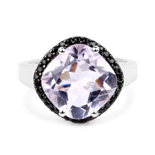 Load image into Gallery viewer, 5.50 Carat Genuine Pink Amethyst & Black Spinel .925 Sterling Silver Ring