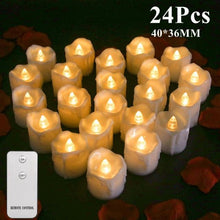 Load image into Gallery viewer, 6/24Pcs Flameless LED Candles Electric Fake Candle Battery Operated LED Tea Lights in Warm White for Wedding Table Festival Celebration Halloween Tea Light Creative Lamp Battery Powered Home Wedding Birthday Party Decoration Lighting