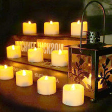 Load image into Gallery viewer, 6/24Pcs Flameless LED Candles Electric Fake Candle Battery Operated LED Tea Lights in Warm White for Wedding Table Festival Celebration Halloween Tea Light Creative Lamp Battery Powered Home Wedding Birthday Party Decoration Lighting