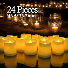 Load image into Gallery viewer, 6/24Pcs Flameless LED Candles Electric Fake Candle Battery Operated LED Tea Lights in Warm White for Wedding Table Festival Celebration Halloween Tea Light Creative Lamp Battery Powered Home Wedding Birthday Party Decoration Lighting