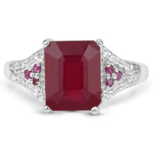 Load image into Gallery viewer, 4.49 Carat Glass Filled Ruby and White Topaz .925 Sterling Silver Ring