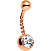 Load image into Gallery viewer, Clear Gem Rose Gold IP Seriously Twisted Belly Ring