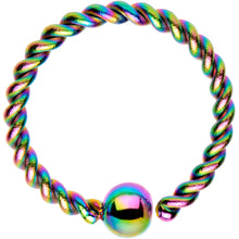Load image into Gallery viewer, 16G 3/8" Rainbow IP So Twisted Captive Style Seamless Ring