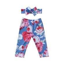 Load image into Gallery viewer, Luxury Modern Girls Summer Floral Baby Girls Pant with Headband Newborn Kid Girls Floral Bottoms Long Pants Trousers In Flower Design For Girls With Bow