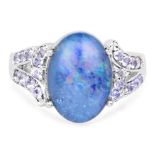 Load image into Gallery viewer, 4.12 Carat Genuine Triplet Opal and Tanzanite .925 Sterling Silver Ring
