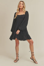 Load image into Gallery viewer, Ruffled Comfortable Hem Square Neck Balloon Sleeve Mini Dress For Women – Trendy, Romantic and Playful Style for Any Occasion
