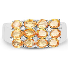 Load image into Gallery viewer, 2.67 Carat Genuine Yellow Sapphire and White Diamond .925 Sterling Silver Ring