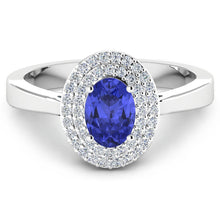 Load image into Gallery viewer, 0.91 Carat Genuine Tanzanite and White Diamond 14K White Gold Ring