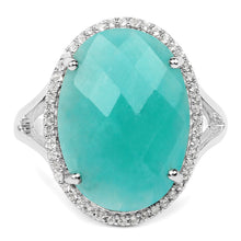 Load image into Gallery viewer, 8.14 Carat Genuine Amazonite And White Topaz .925 Sterling Silver Ring