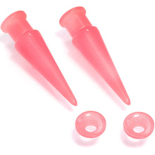 Load image into Gallery viewer, 2 in 1 Pink Glow in Dark Interchangeable Screw Fit Plug and Taper Set