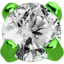 Load image into Gallery viewer, Body Candy Green Titanium IP Steel Clear 2mm Accent Internally Threaded Labret Monroe 16G 1/4