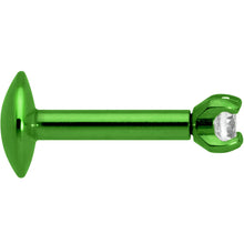 Load image into Gallery viewer, Body Candy Green Titanium IP Steel Clear 2mm Accent Internally Threaded Labret Monroe 16G 1/4