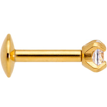 Load image into Gallery viewer, 1/4 Clear 3mm Gem Gold IP Internally Threaded Labret Monroe Tragus
