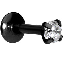 Load image into Gallery viewer, 1/4 Clear 3mm Gem Black IP Internally Threaded Labret Monroe Tragus