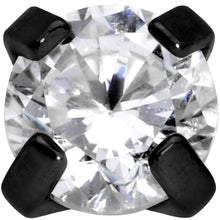 Load image into Gallery viewer, 1/4 Clear 3mm Gem Black IP Internally Threaded Labret Monroe Tragus