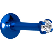 Load image into Gallery viewer, 5/16 Clear 2mm Gem Blue IP Internally Threaded Labret Monroe Tragus