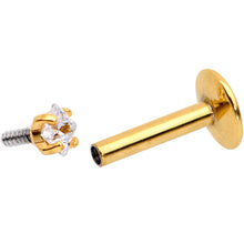 Load image into Gallery viewer, 1/4 Clear Square CZ Gold PVD Internally Threaded Labret Monroe