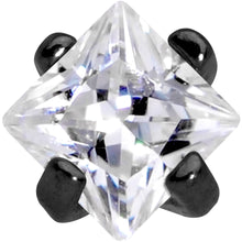 Load image into Gallery viewer, 1/4 Clear Square CZ Black PVD Internally Threaded Labret Monroe