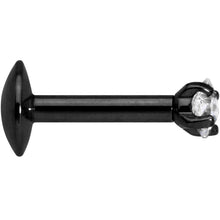 Load image into Gallery viewer, 1/4 Clear Square CZ Black PVD Internally Threaded Labret Monroe