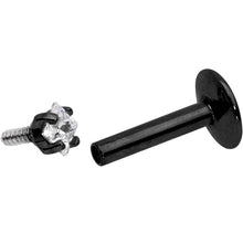 Load image into Gallery viewer, 1/4 Clear Square CZ Black PVD Internally Threaded Labret Monroe