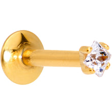 Load image into Gallery viewer, 5/16 Clear Square CZ Gold PVD Internally Threaded Labret Monroe