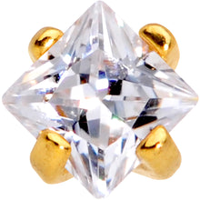 Load image into Gallery viewer, 5/16 Clear Square CZ Gold PVD Internally Threaded Labret Monroe