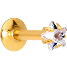Load image into Gallery viewer, 1/4 Clear Star CZ Gem Gold PVD Internally Threaded Labret Monroe