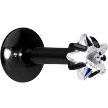 Load image into Gallery viewer, 1/4 Clear Star CZ Gem Black PVD Internally Threaded Labret Monroe